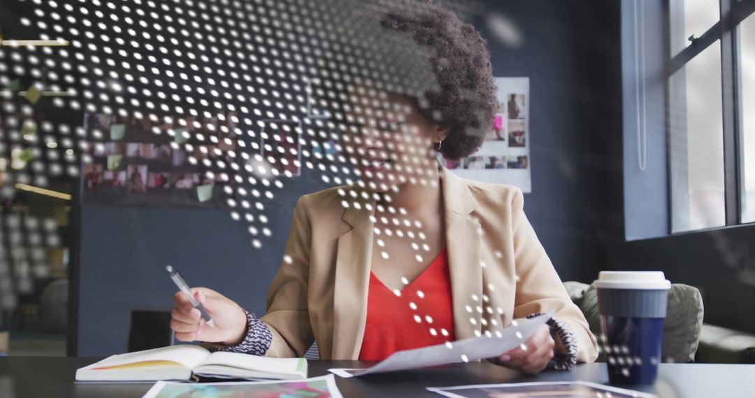 Global Businesswoman Analyzing Data in Modern Office