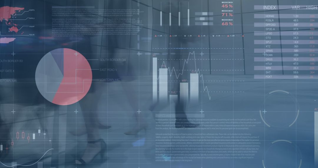 Business Data Analysis with Financial Charts Overlaid on Office Background - Free Images, Stock Photos and Pictures on Pikwizard.com