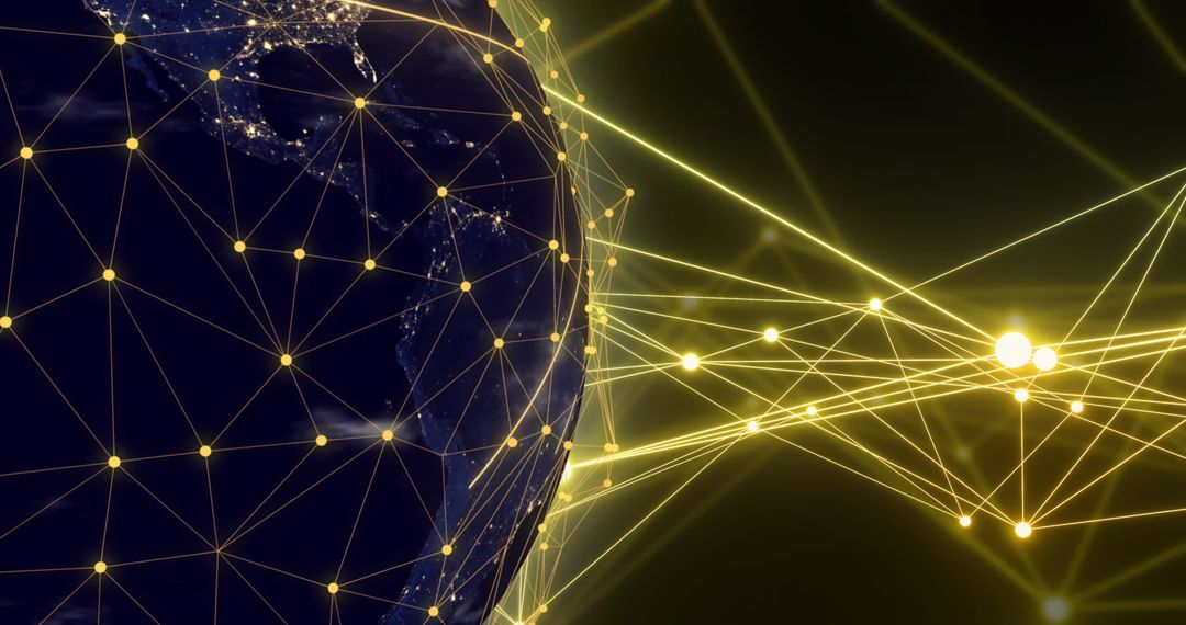 Interconnected Globe Visualizing Digital Communication Network