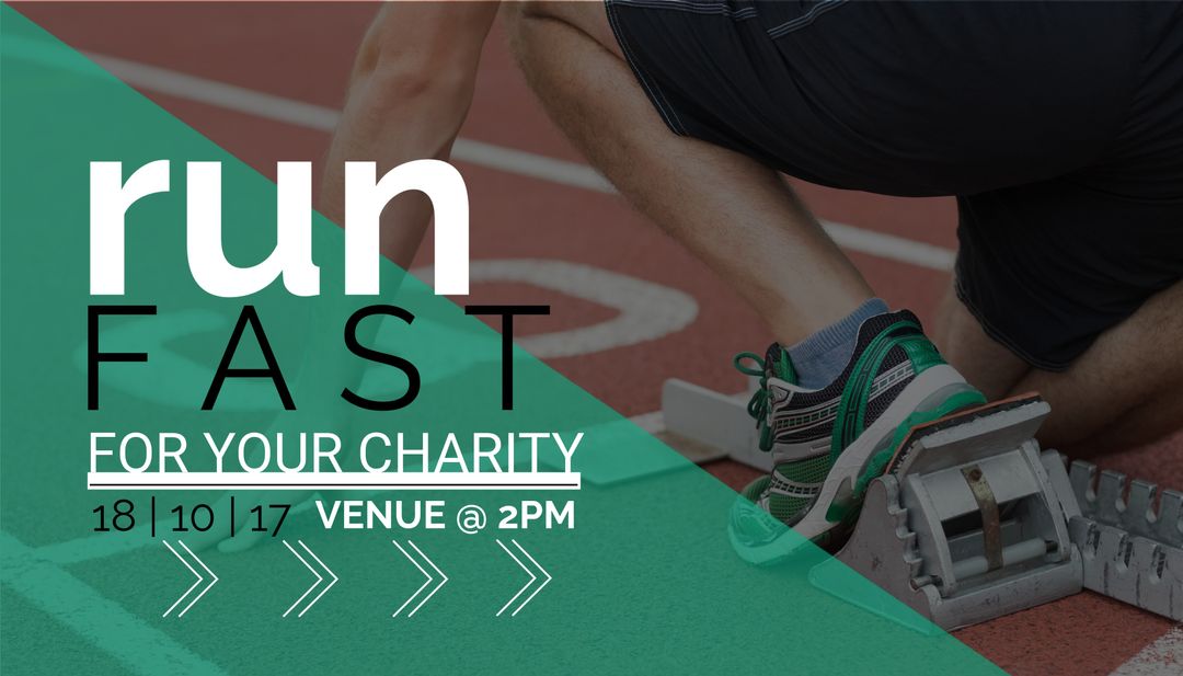 Runner at Starting Blocks for Charity Event Promotion