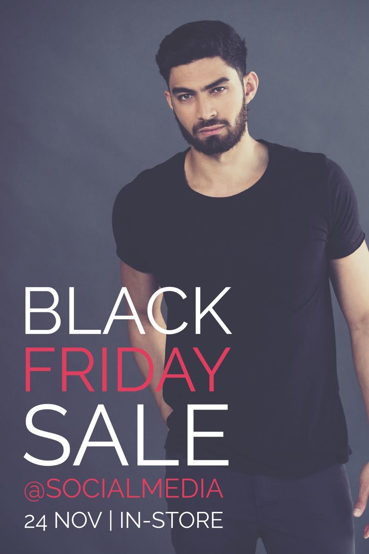 Stylish Black Friday Sale Promotion with Confident Male Model
