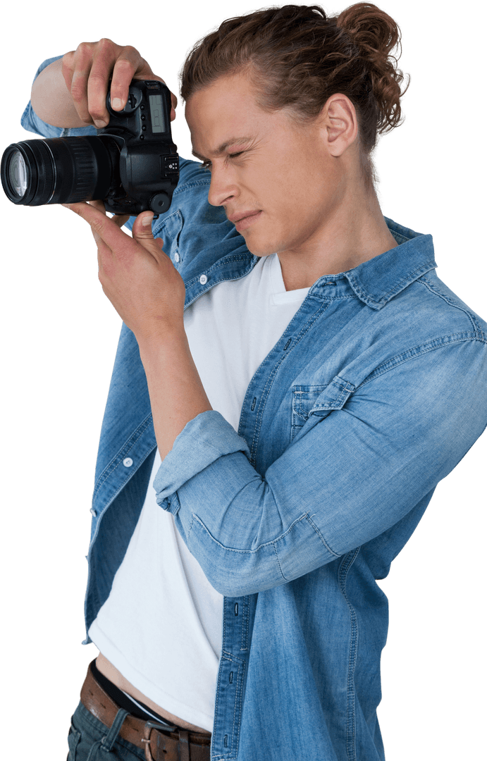 Transparent Male Photographer Capturing Moment with Camera