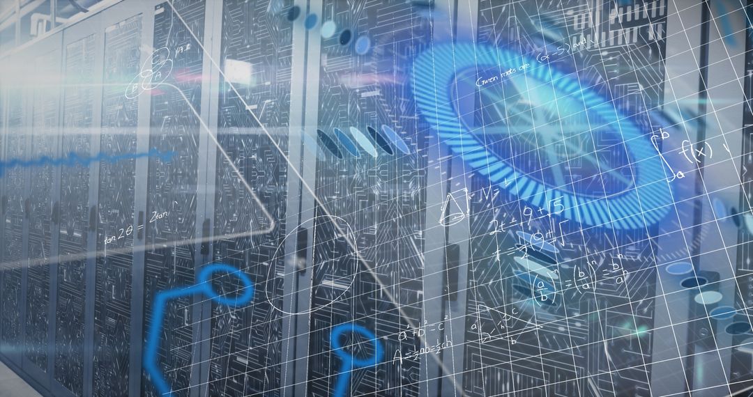 Digital Overlay of Mathematical Equations in Modern Server Room