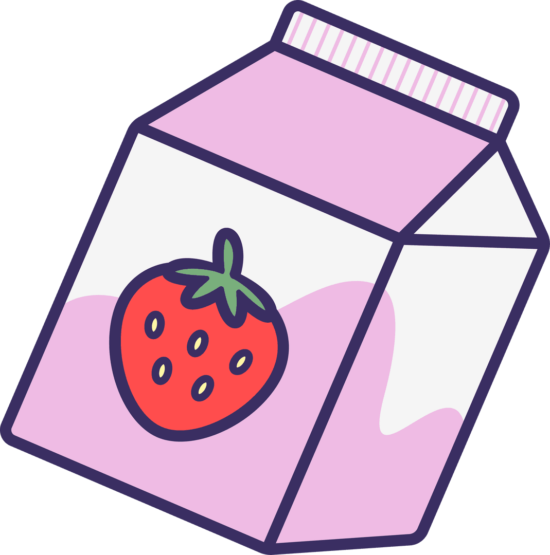 Cartoon Strawberry Milk Carton Vector with Transparent Background