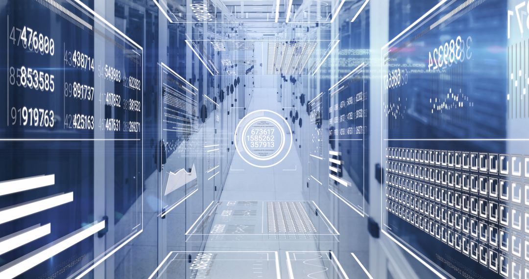 Futuristic Data Stream in High-Tech Server Room