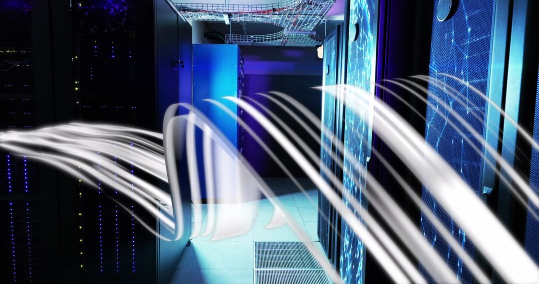 Dynamic Waves flowing Through Data Center for Global Connectivity - Free Images, Stock Photos and Pictures on Pikwizard.com