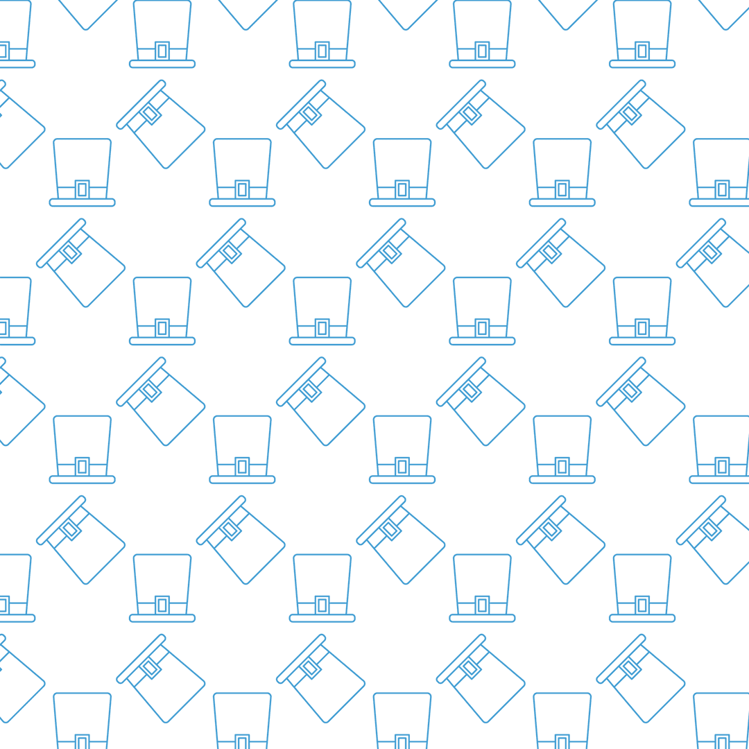 Blue Pattern of Repeated Hats on Transparent Background