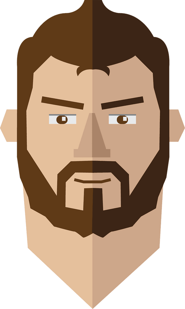 Transparent Digital Illustration of Confident Bearded Man
