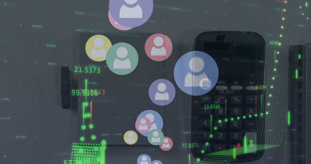 Global Financial Data Processing with Digital Interface Icons