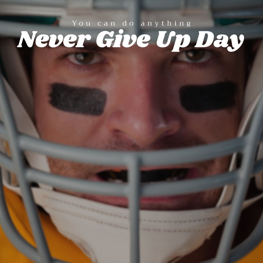 Determined Football Player with Empowering Motivational Quote