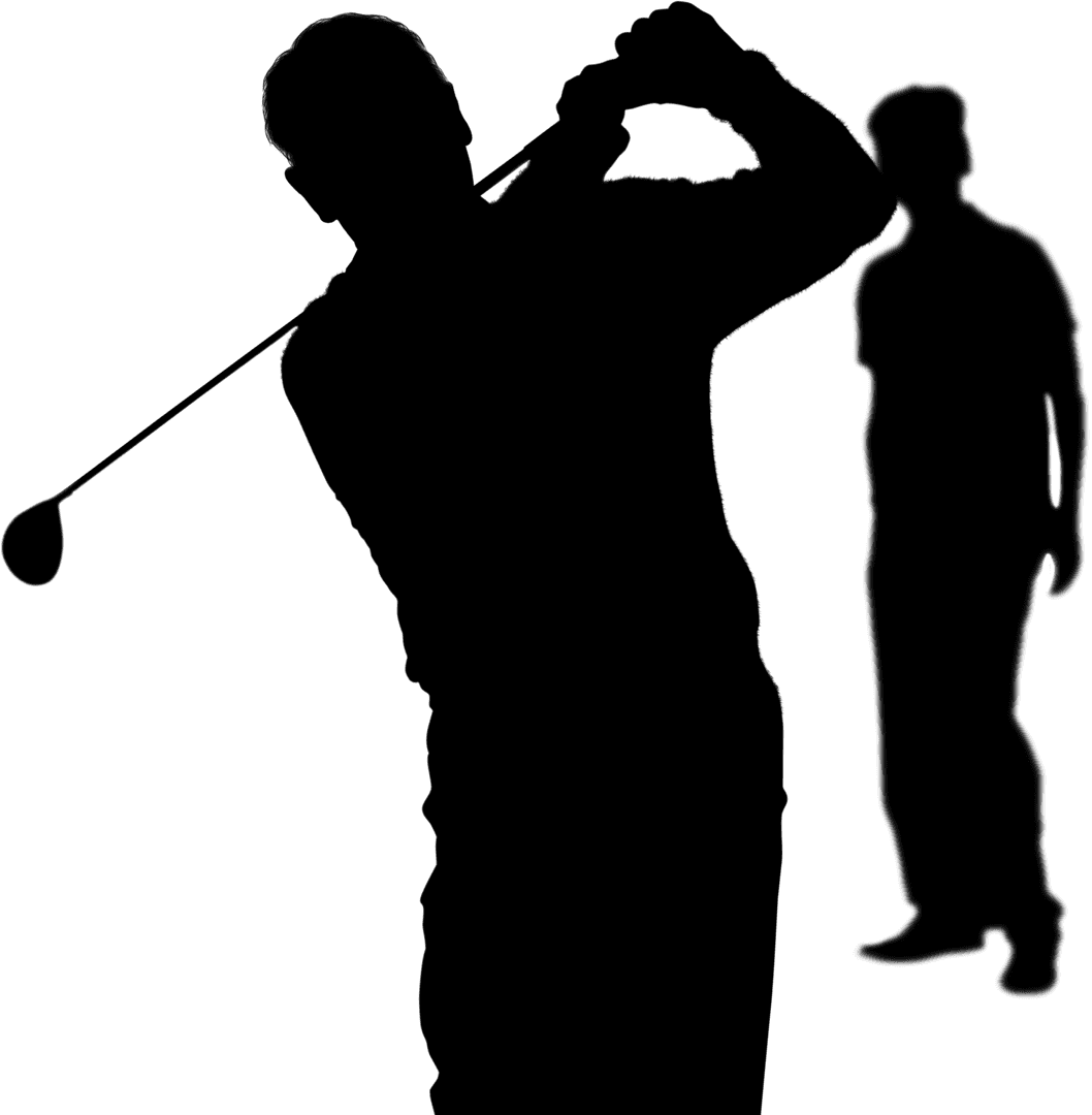 Golfers in Action Silhouette on Transparent Background