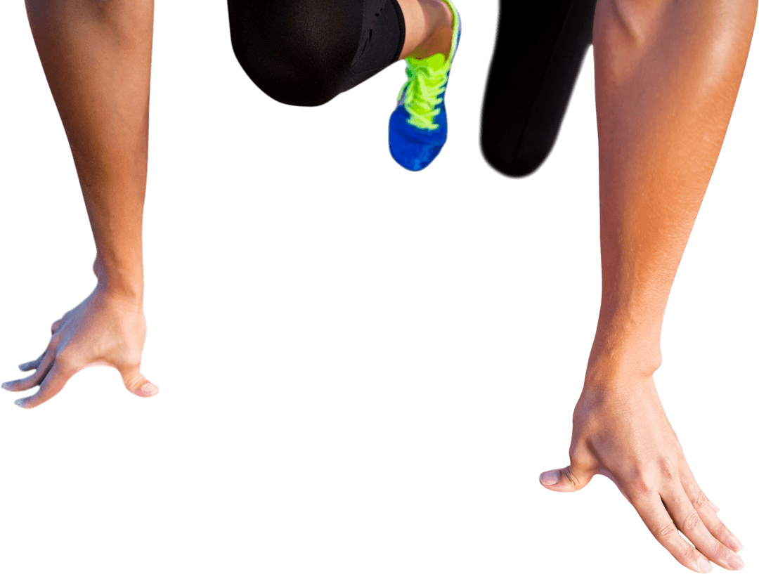 Biracial Female Runner Ready to Race on Transparent Background