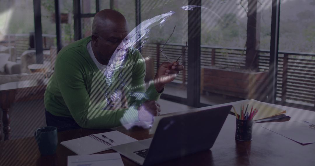 Global Businessman Working With Virtual Technology in Modern Office