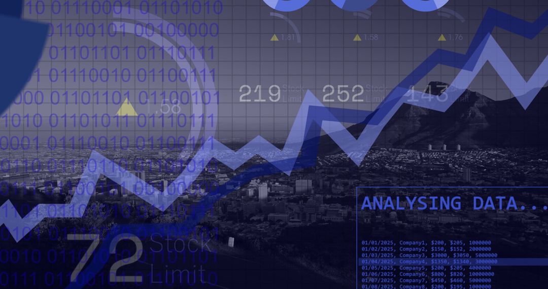 Digital Financial Data Analysis Over Cityscape Background