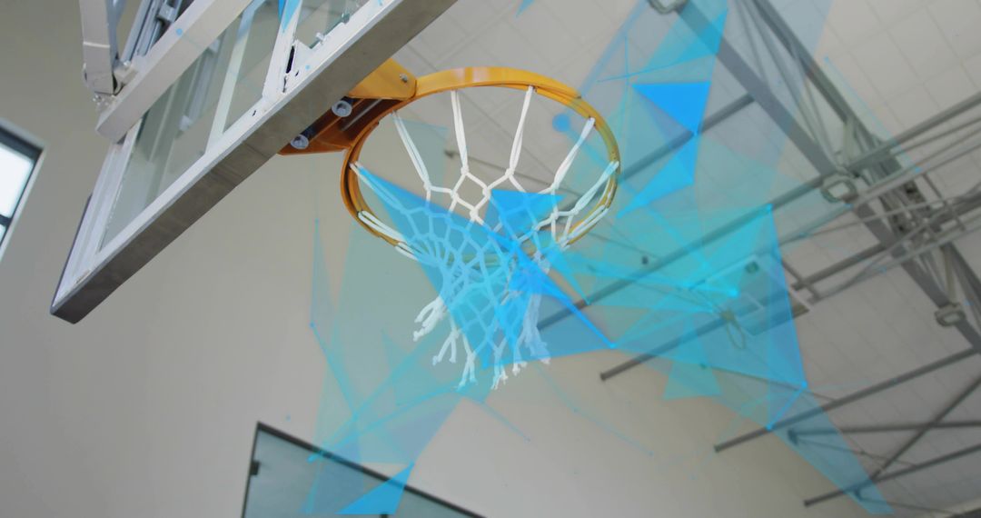 Indoor Basketball Hoop with Clear Backboard in Modern Gym