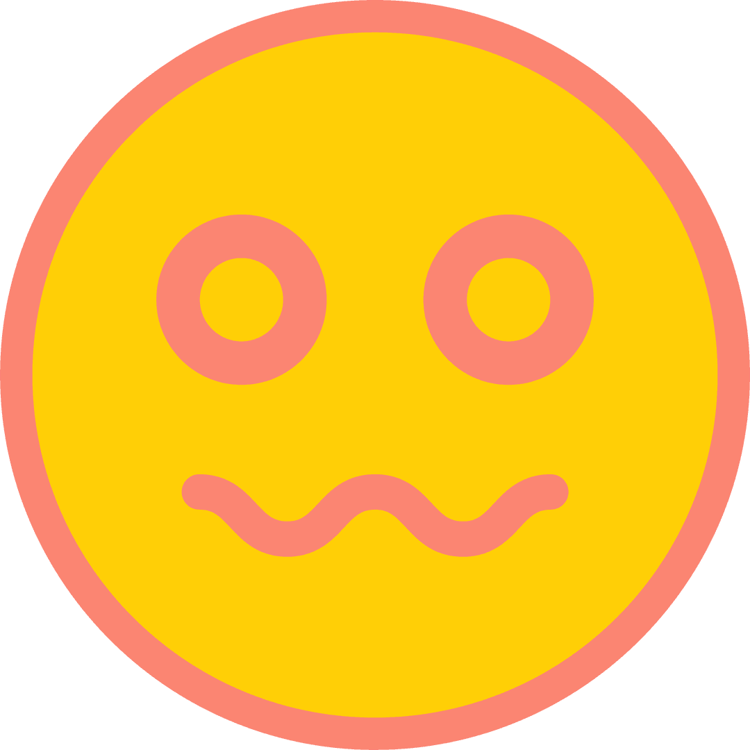 Minimal Wavy Mouth Face Icon on Transparent Background