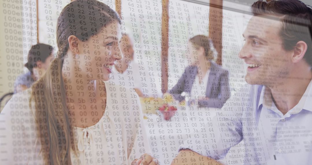 Business Professionals Discussing Data Analysis in Bright Cafe