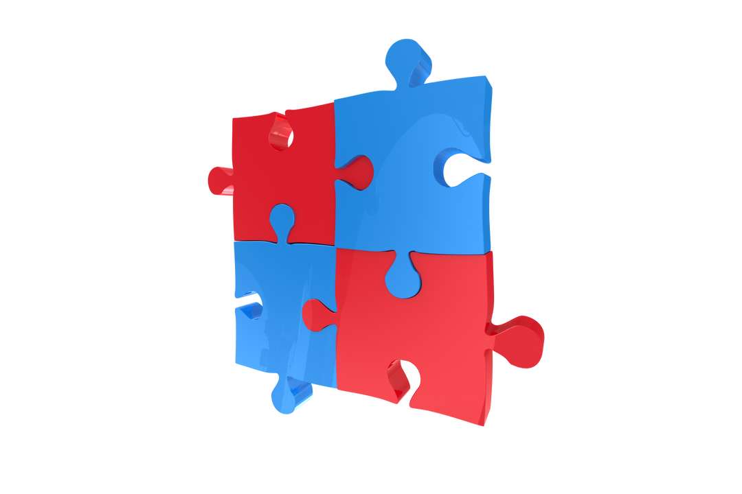 Transparent Red and Blue 3D Jigsaw Puzzle Pieces Interlocking - Download Free Stock Images Pikwizard.com