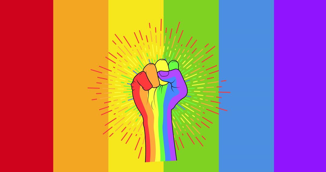 Rainbow Fist with Colorful Background Representing LGBT Pride