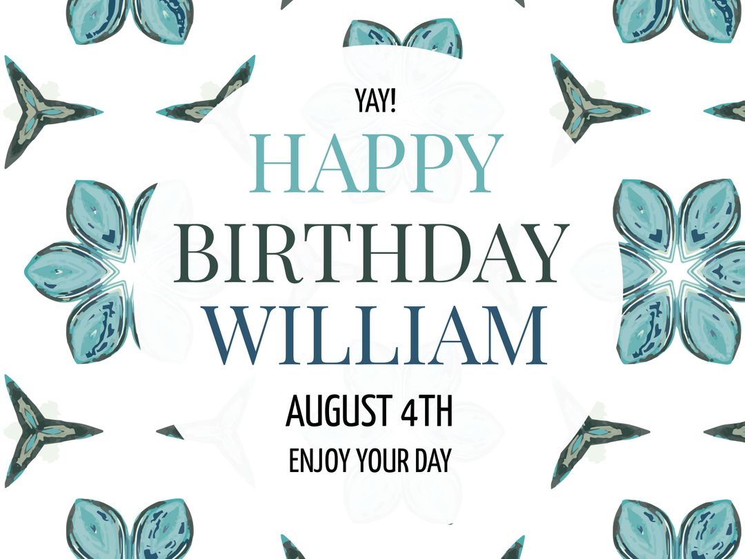 Elegant Butterfly-Themed Birthday Card with August 4th Date - Download Free Stock Templates Pikwizard.com