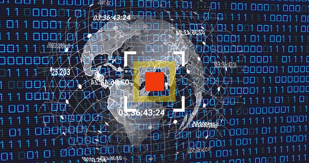 Digital World in Binary Code Matrix with Target Indicator - Free Images, Stock Photos and Pictures on Pikwizard.com