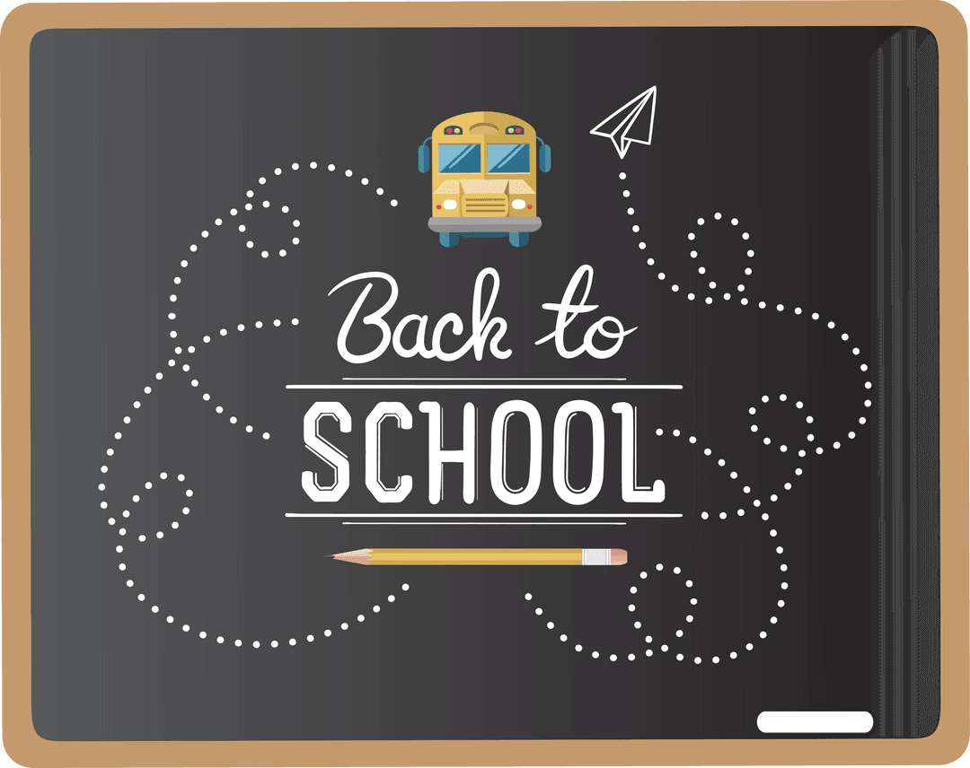 Transparent Blackboard Back to School Illustration with School Bus