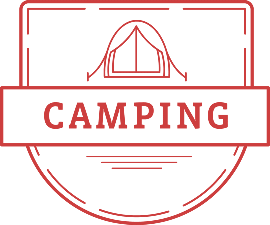 Red Camping Badge on Transparent Background Vector Illustration