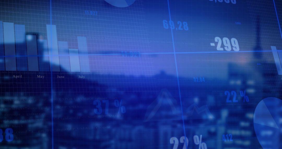 Digital Interface with Data Overlapped Cityscape at Night