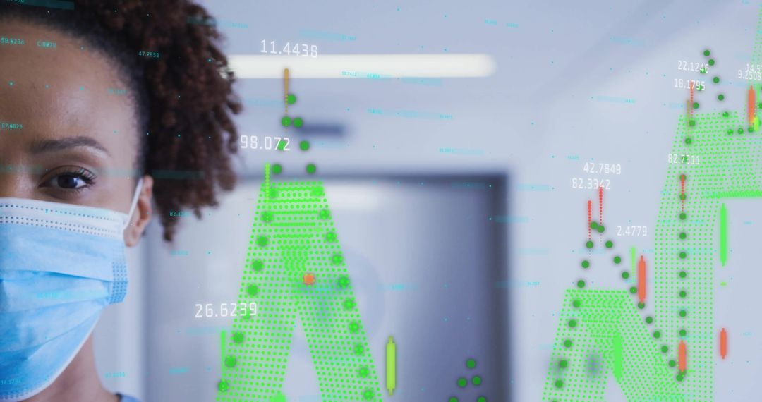 Healthcare Worker Analyzing Candlestick Charts in Clinical Environment