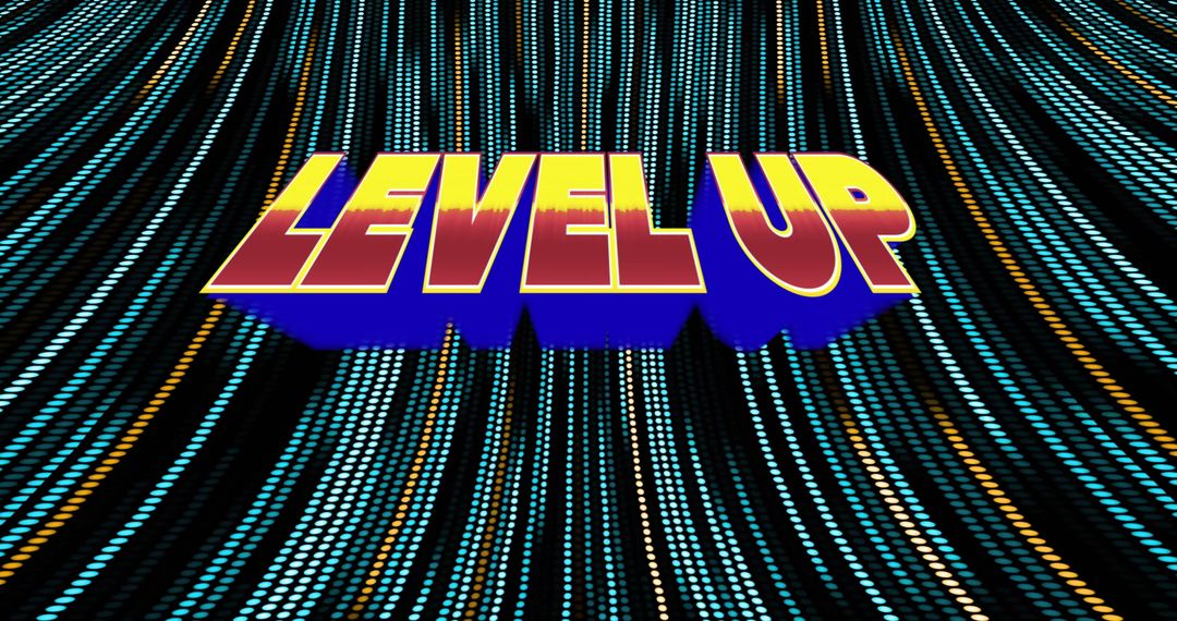 Dynamic 'Level Up' Text with Futuristic Light Trails