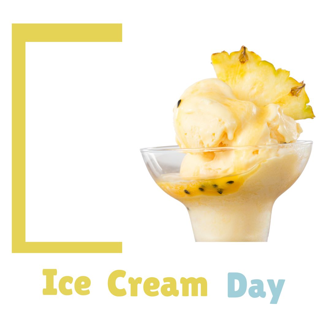 Refreshing Ice Cream Dessert Celebrating Ice Cream Day with Pineapple Slice