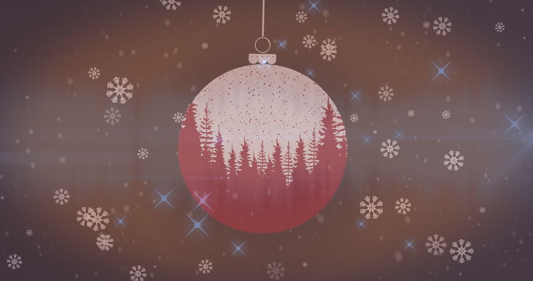 Festive Christmas Bauble with Snow and Fir Trees Animation
