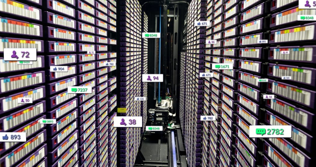 Social Media Icons Overlay in Data Server Room