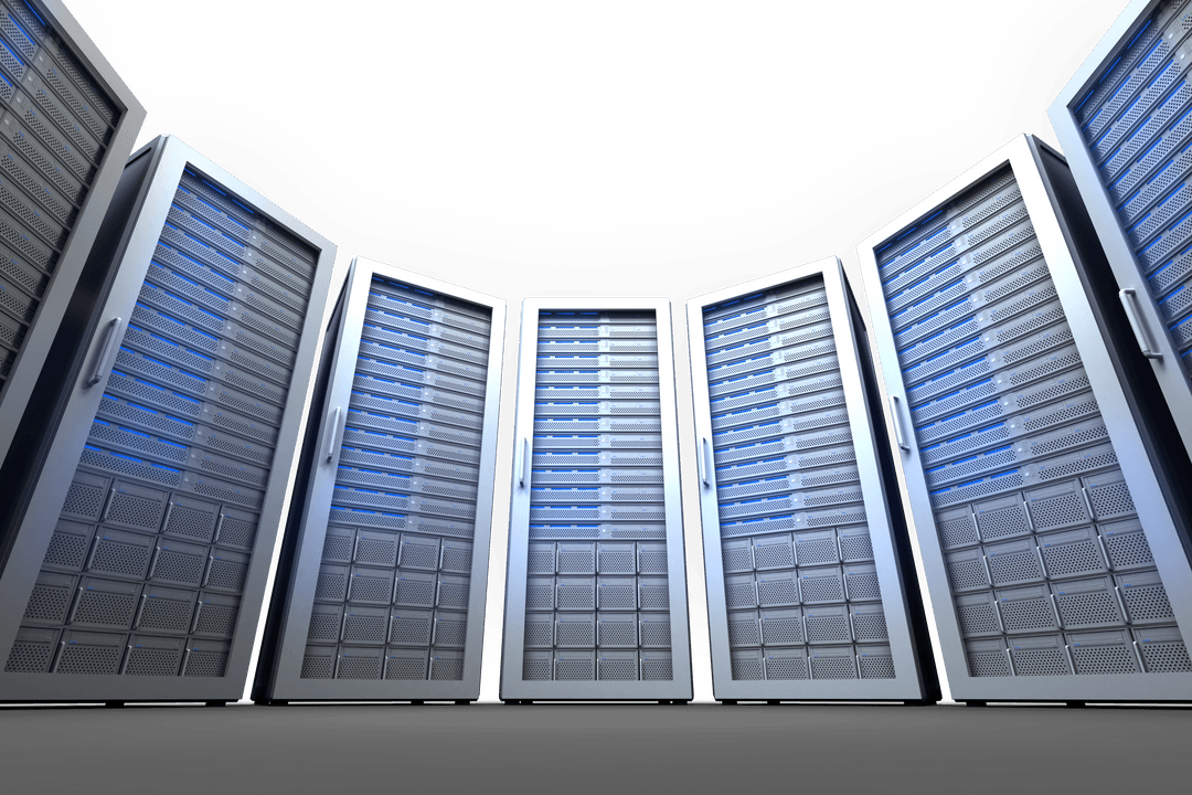 Digital Server Towers on Transparent Background