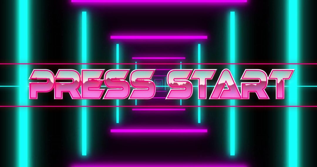 Retro Neon Press Start Game Interface