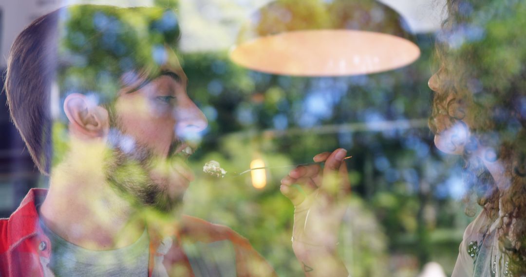 Romantic Double Exposure with Joyful Interaction