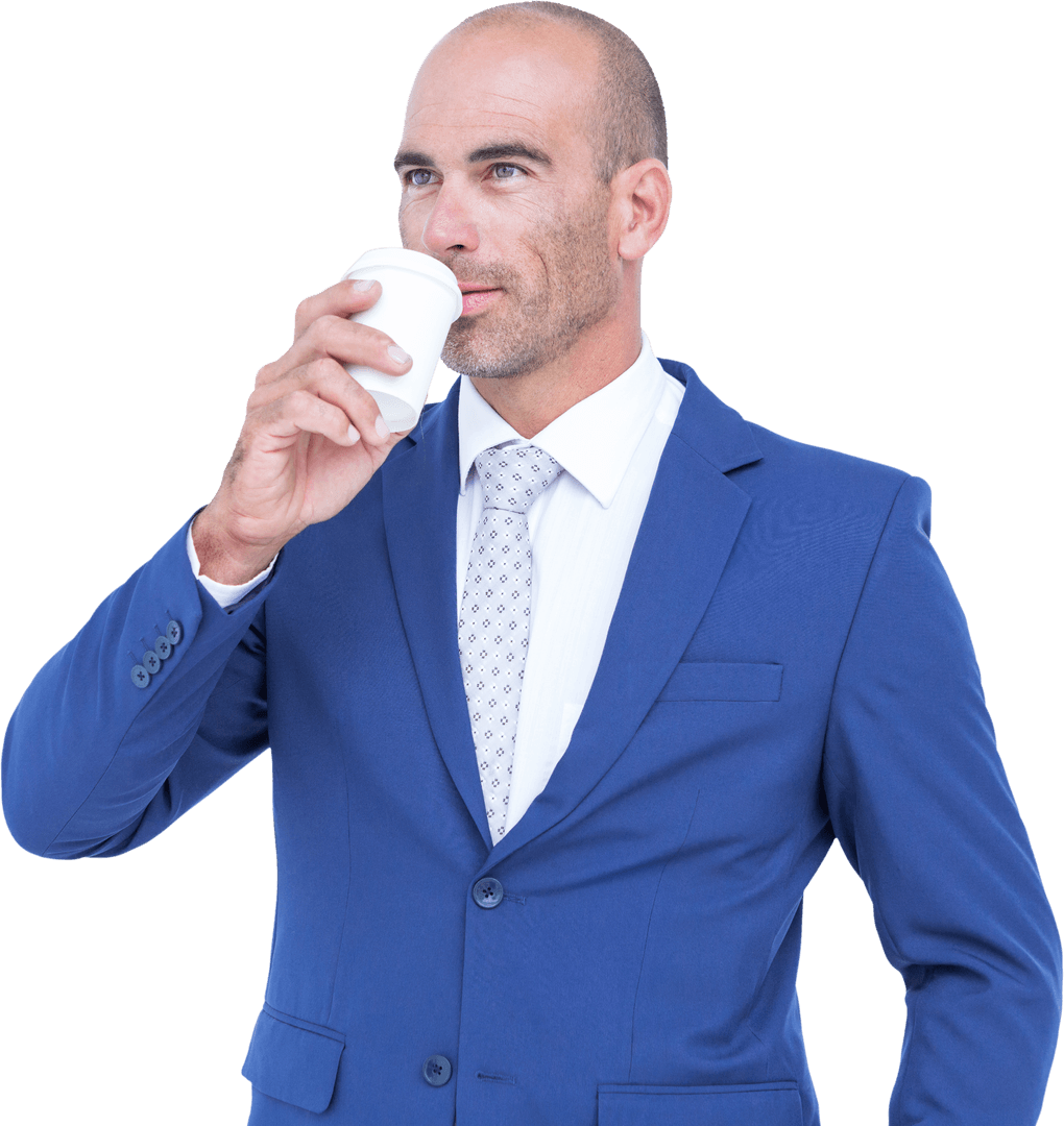 Transparent Background Businessman Enjoying Coffee