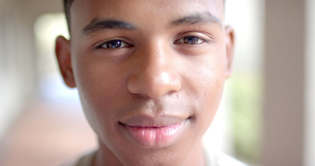 Close-up of Biracial Teen Smiling with Confidence