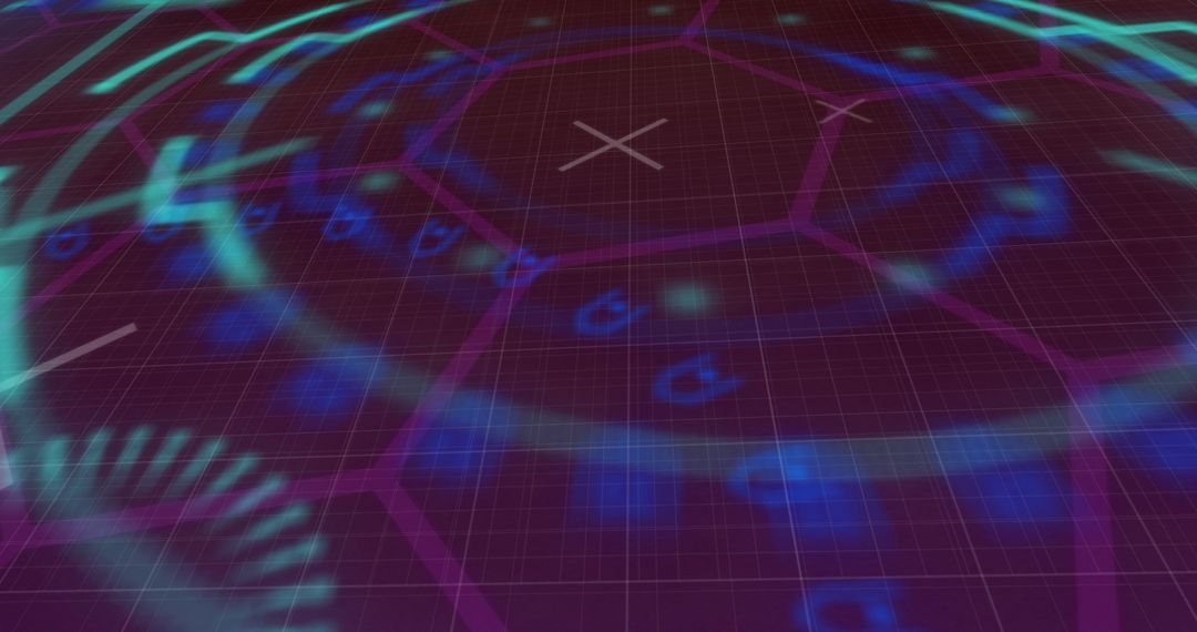 Digital Network Interface with Pink Hexagonal Overlay