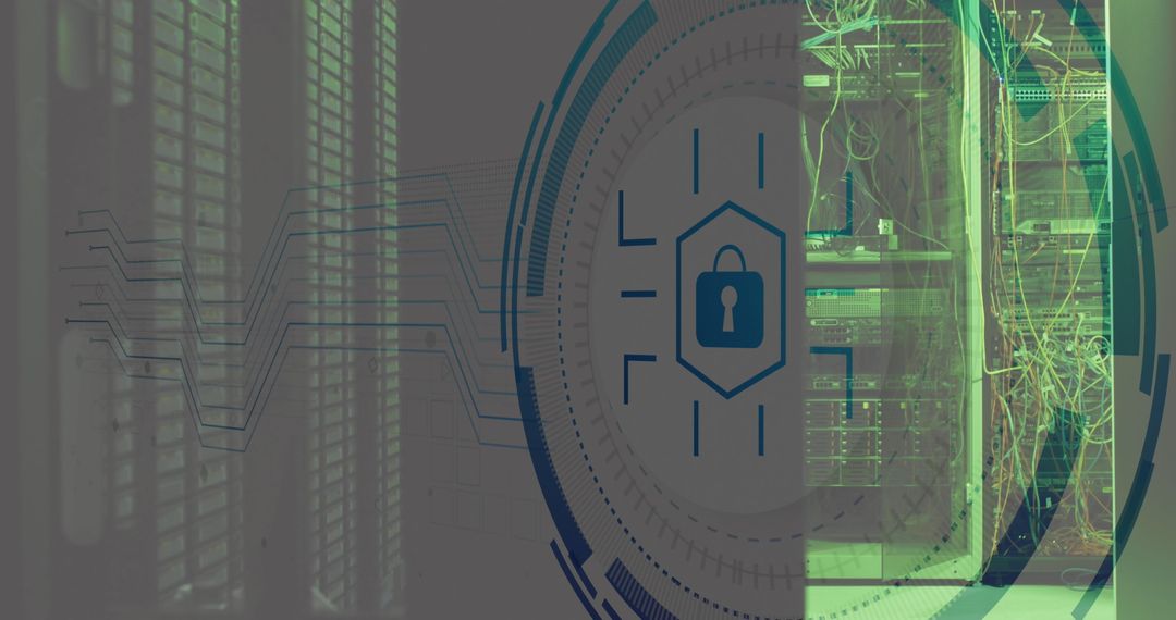 Server Room Overlapping Digital Interface and Data Theme