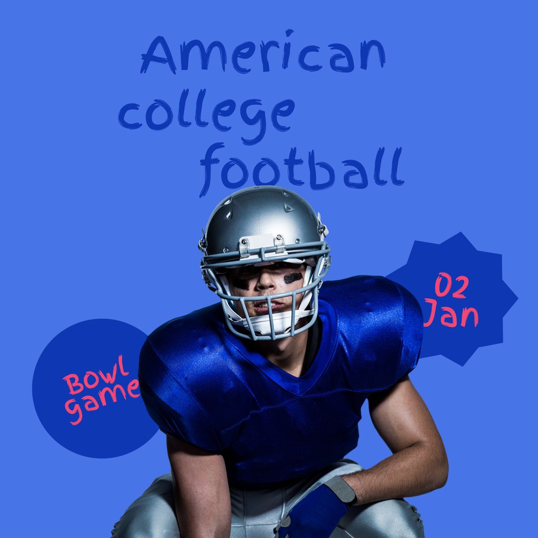 Caucasian Male American Football Player Promoting College Bowl Game - Download Free Stock Templates Pikwizard.com