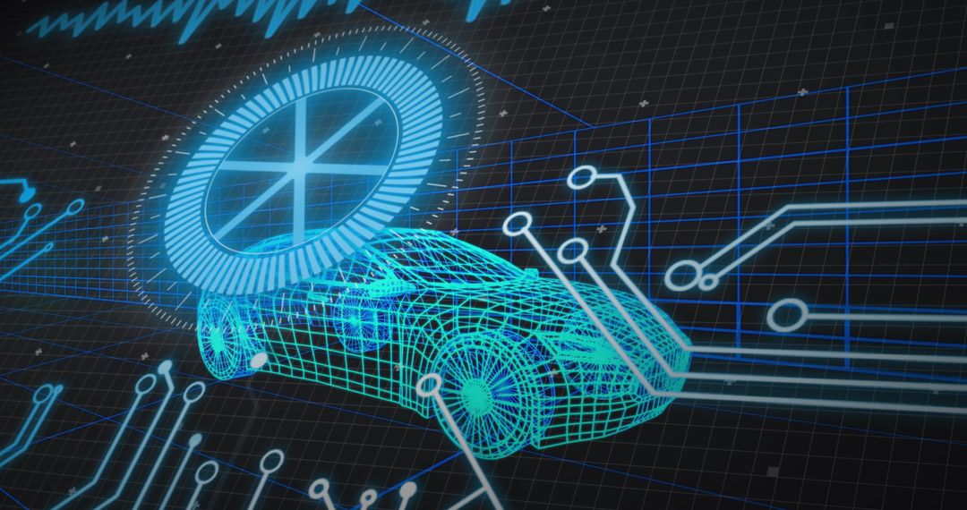 Futuristic Car Design with Technological Circuitry