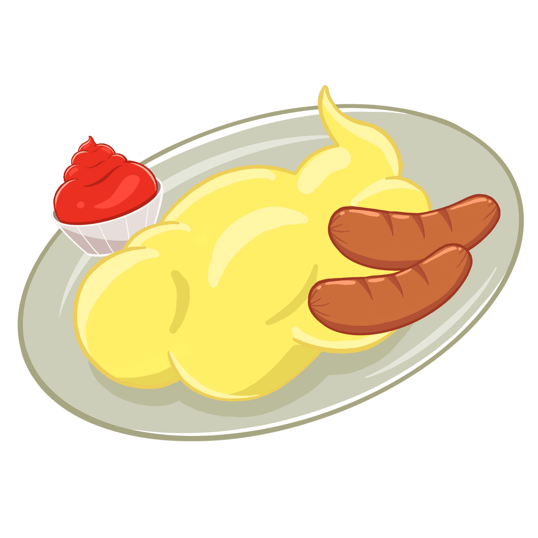 Transparent Background: Breakfast Plate with Eggs and Sausage