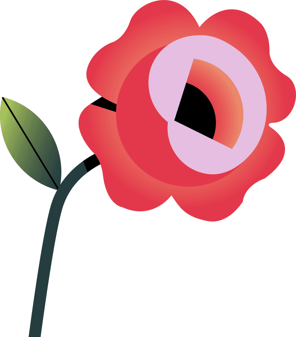 Vector Red Flower with Layered Petals on Transparent Background