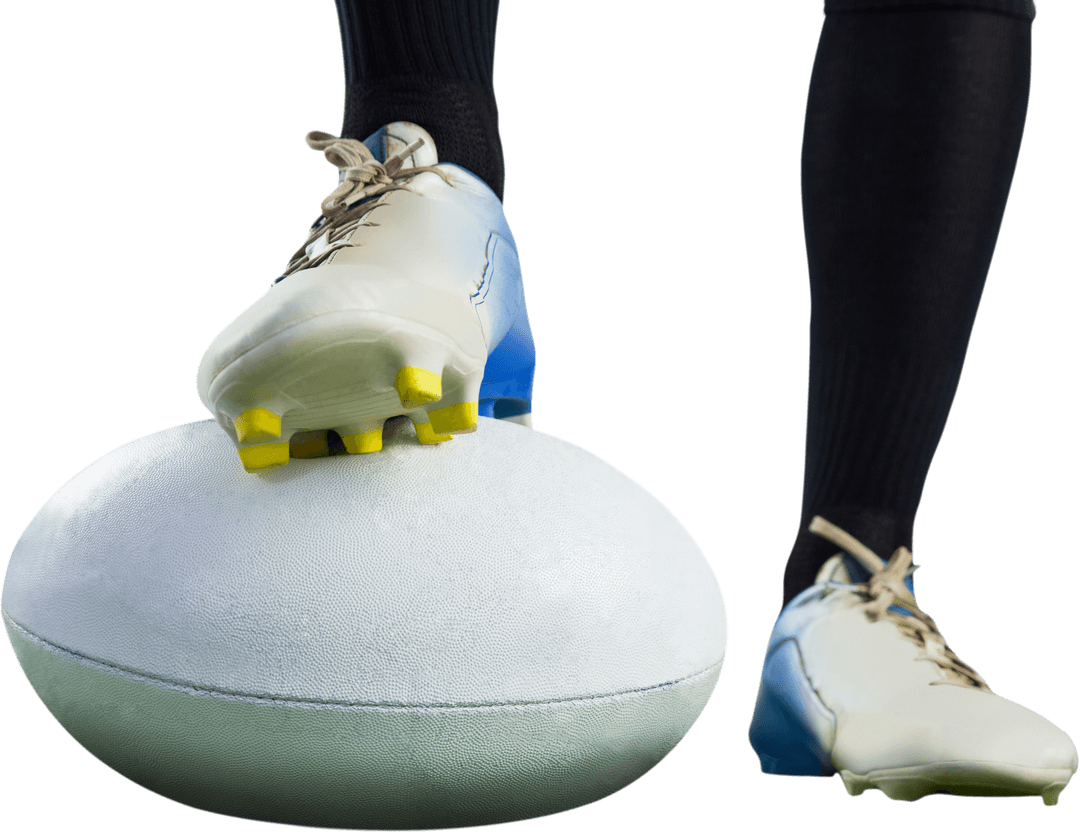 Rugby Player in Action with Transparent Ball