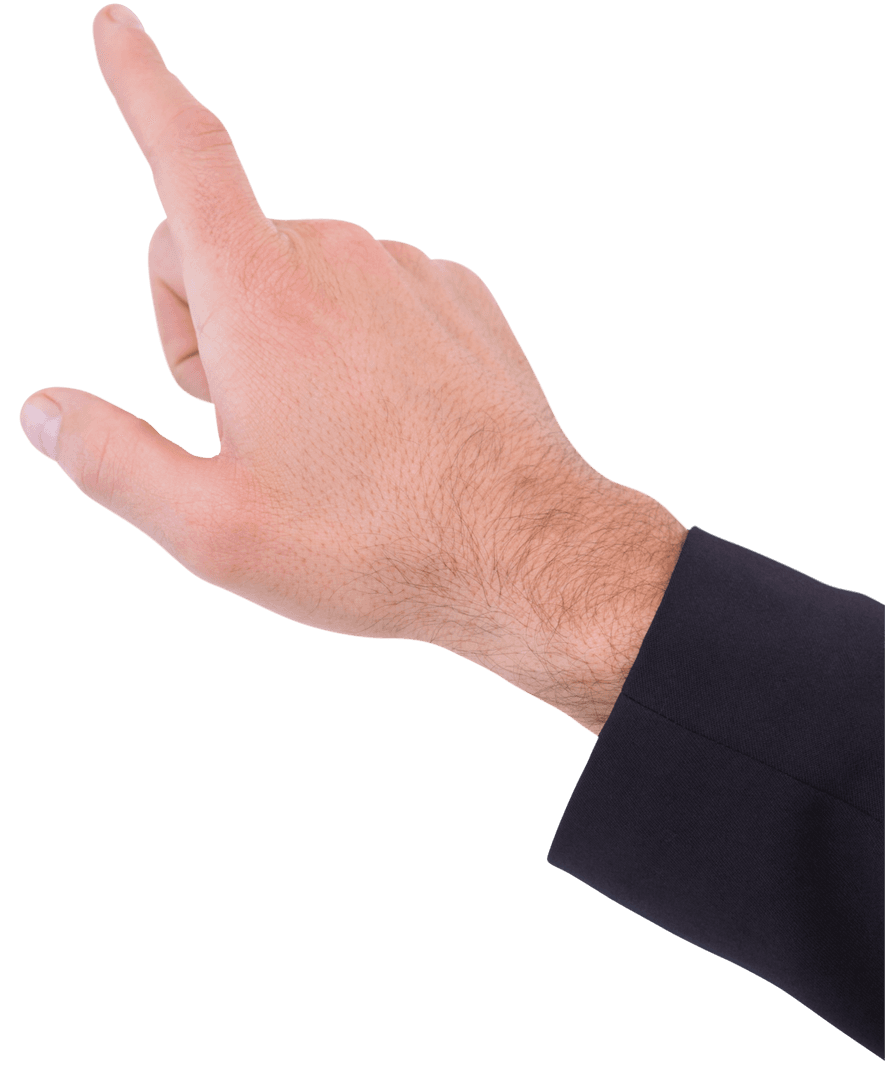 Transparent Businessman Hand Pointing in Suit
