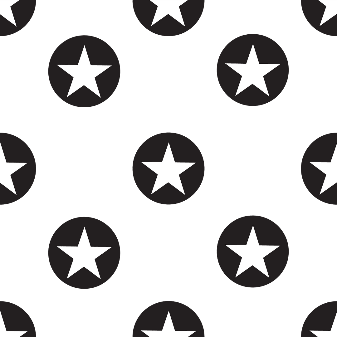 Black and White Star Pattern on Transparent Background
