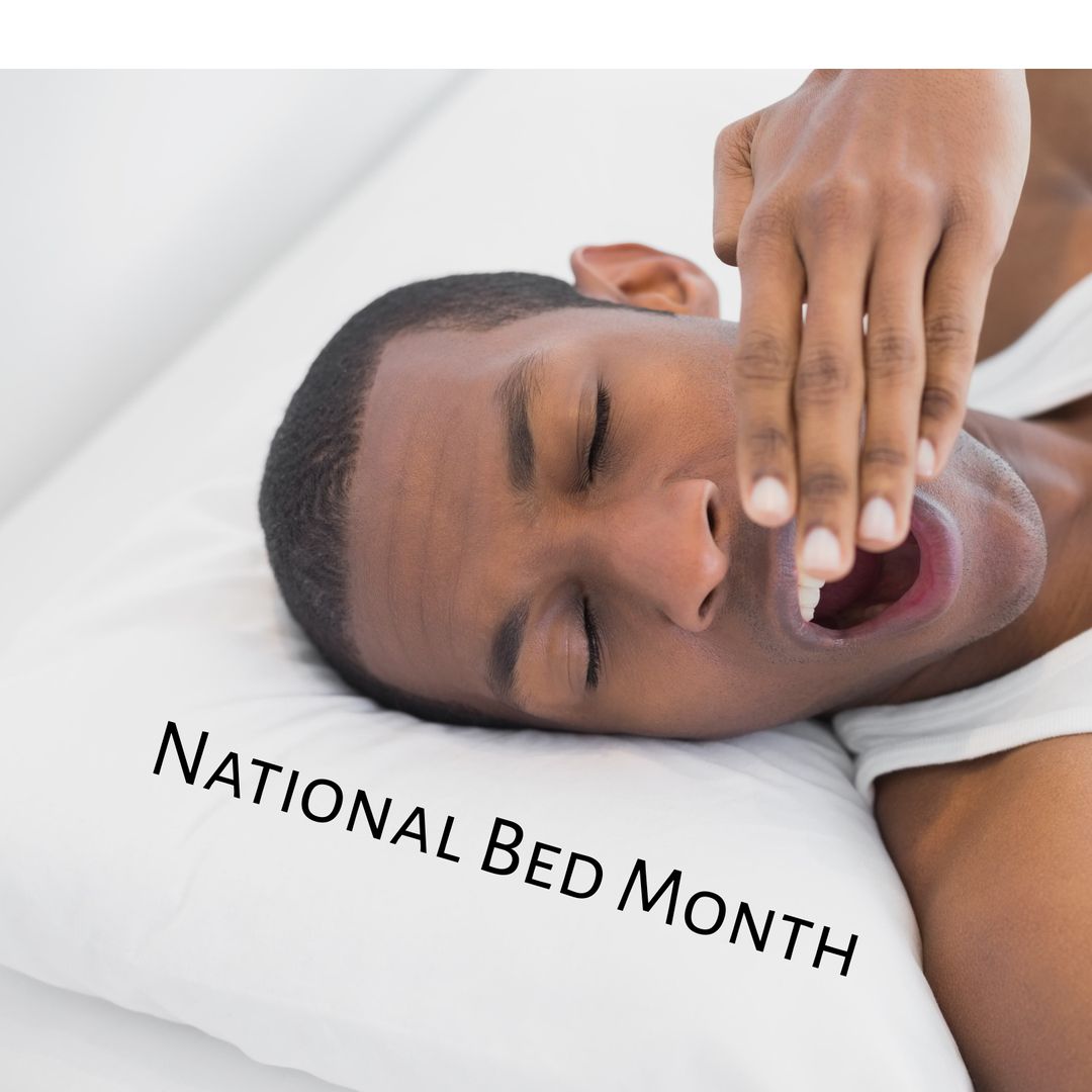 African American Man Yawning in Bed for National Bed Month Relaxation - Download Free Stock Templates Pikwizard.com