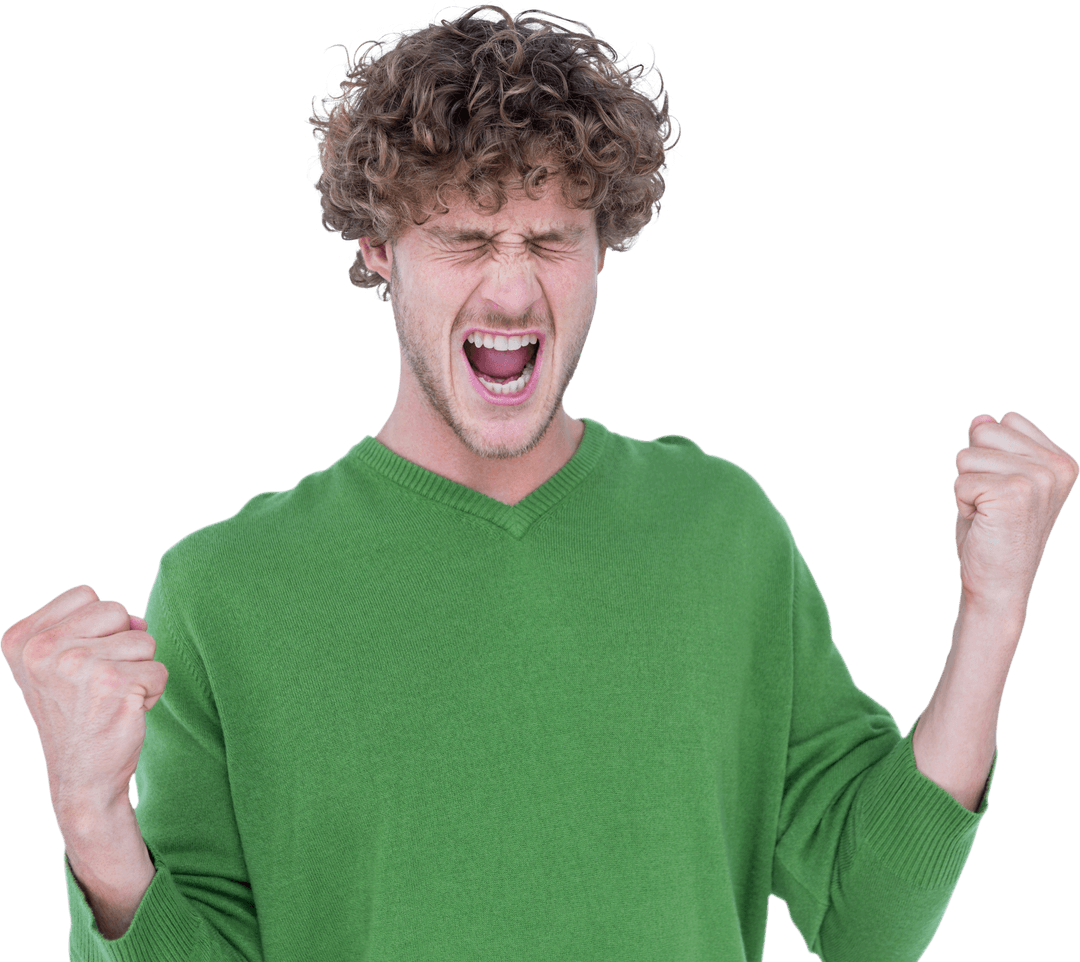 Transparent Furious Man Clenching Fists and Shouting