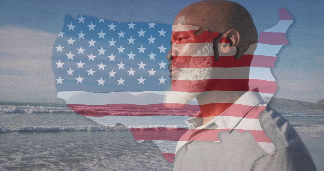 Serene Reflection of Resilience and Patriotism at the Beach